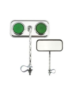 Rectangle Square Twisted Mirror Chrome Green Reflectors.